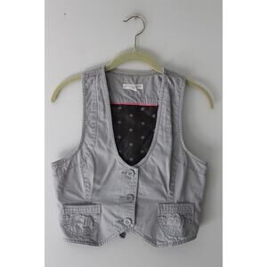 Aeropostale 100% Cotton Gray Waistcoat Vest with Pockets